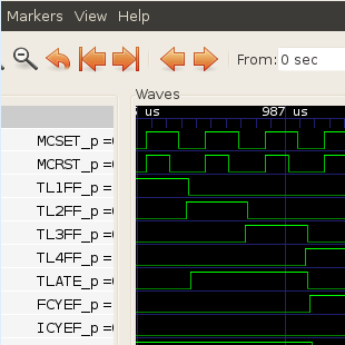 GTKWave view of H316 gate simulation results.